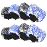 Mikkuppa microfiber car wash mitt double-sided in blue and black for scratch-free cleaning.