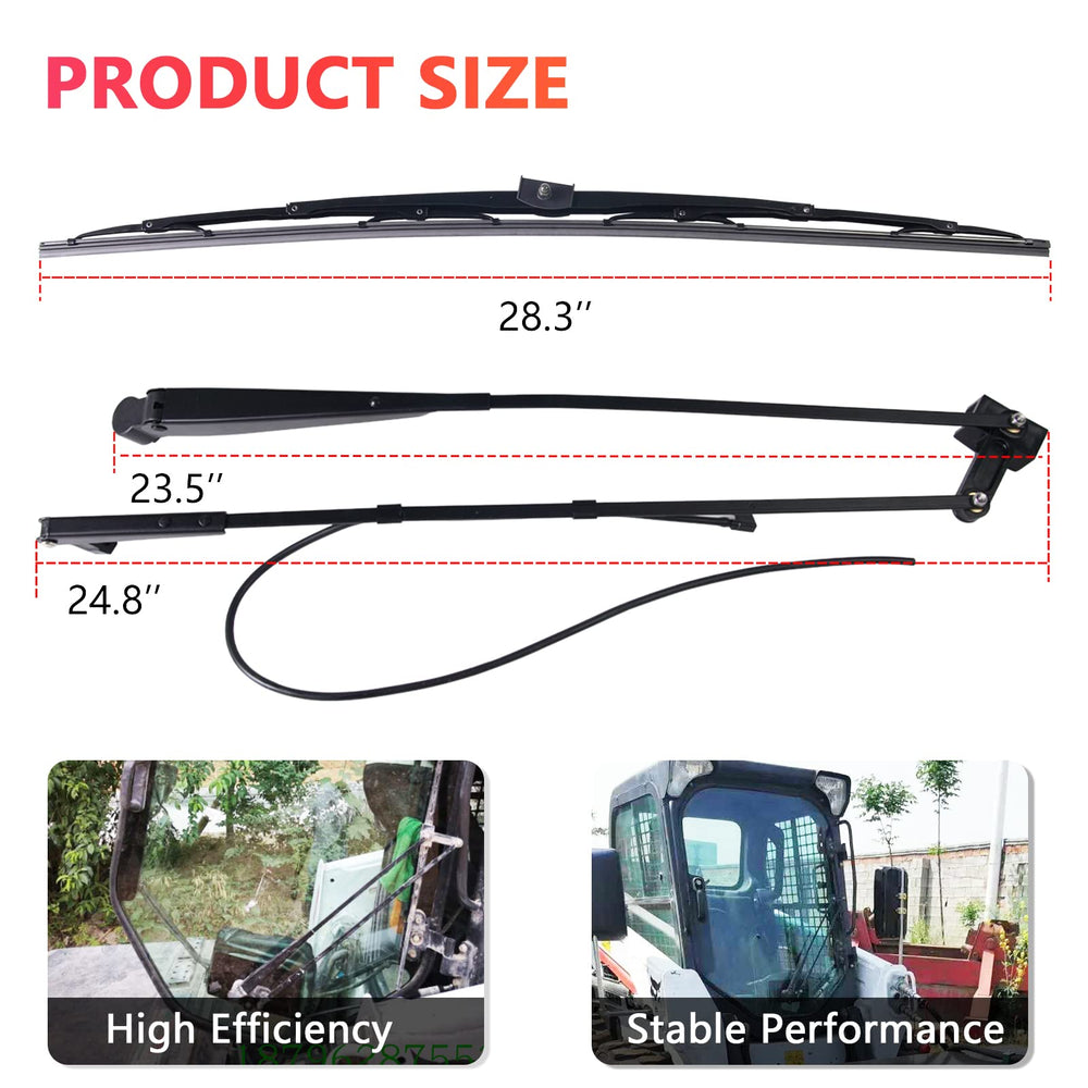 Close-up of MIKODA wiper arm shows robust construction for tough jobs.