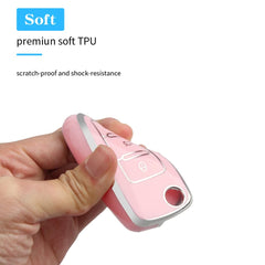 MILD EAST pink half-pack design key case fits VW fob without blocking flip