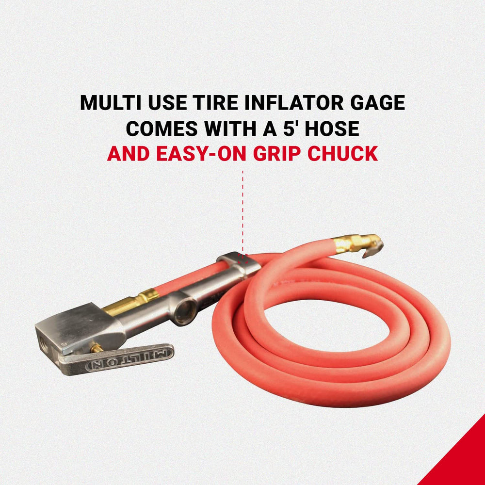 Milton 518 gauge features magnified viewing window for clear PSI readings.