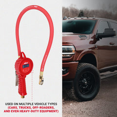 Milton 555e backlit display aiding tire pressure checks in low light.