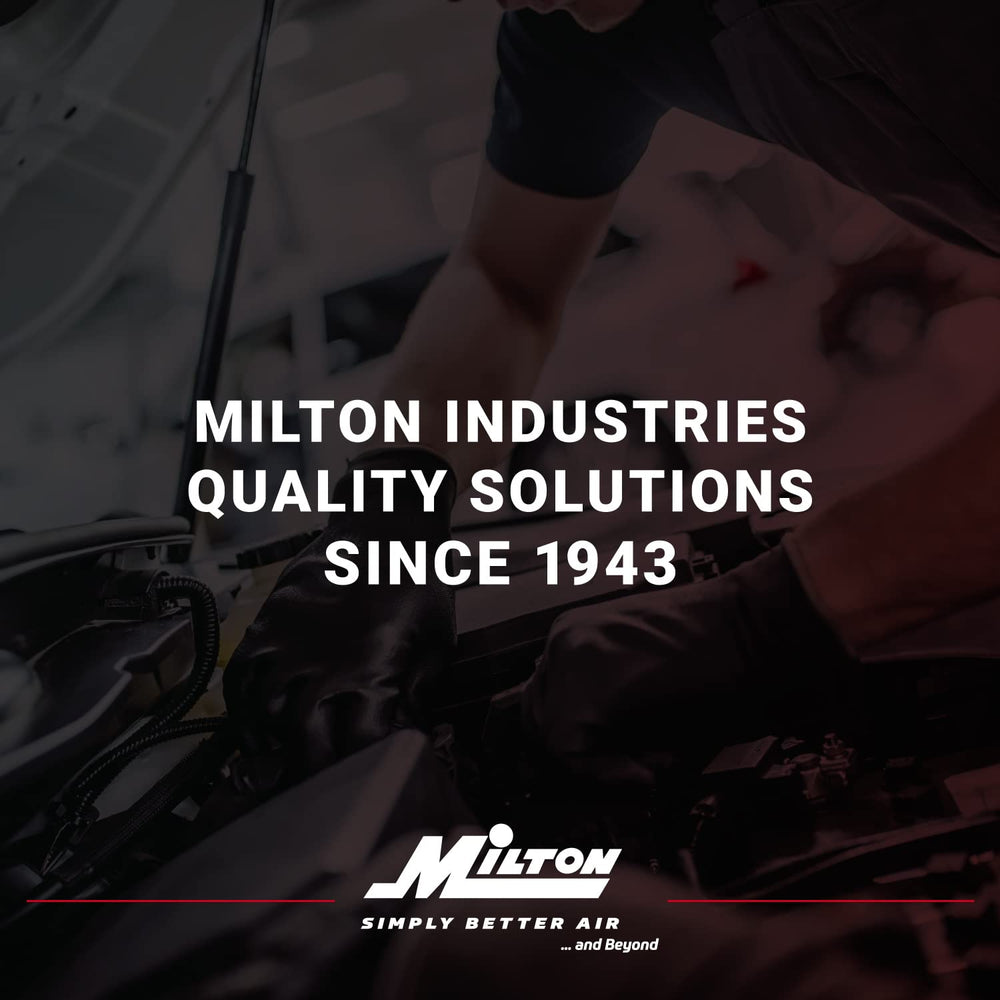 Milton 1/4 inch NPT inlet supports standard air hoses.