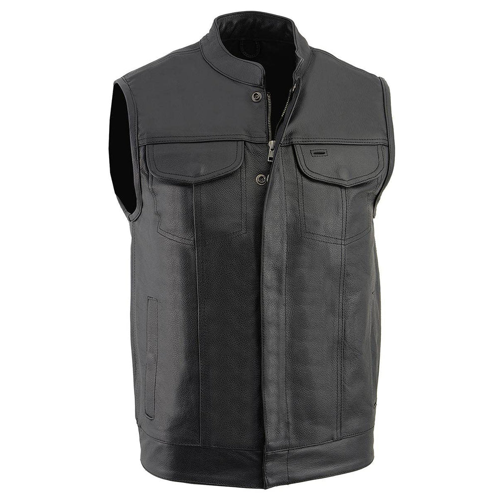 Milwaukee Leather LKM3710 front view shows durable full-grain leather for long-lasting riding gear.