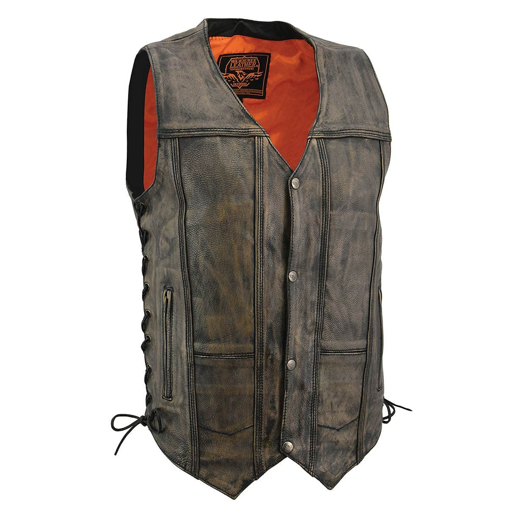 Milwaukee Leather MLM3540 front view with 10-pocket layout for riders