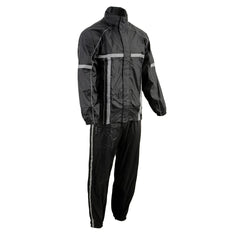 Milwaukee Leather MPM9510 rain suit front view with hi-vis tape for daytime visibility