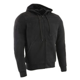 Milwaukee Leather Streetguard hoodie front view showing ride-ready casual style with armor protection.