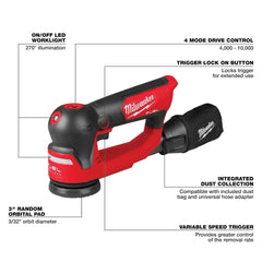 Milwaukee M12 Fuel 3-Inch Orbital Detail Sander delivering a smooth finish