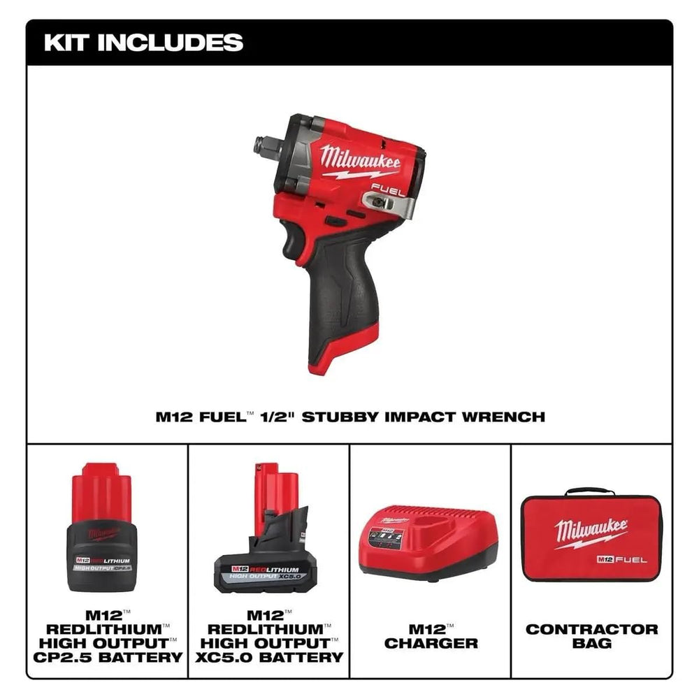 Milwaukee M12 FUEL Stubby impact wrench with compact design for automotive repairs