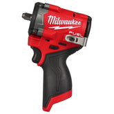 Milwaukee M12 FUEL Stubby 3/8 inch impact wrench front view ideal for tight spaces