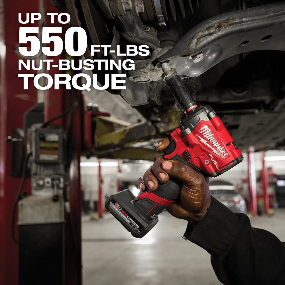 Milwaukee M12 FUEL Stubby torque label close-up for quick spec checks