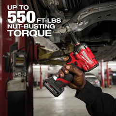 Milwaukee M12 FUEL Stubby torque label close-up for quick spec checks