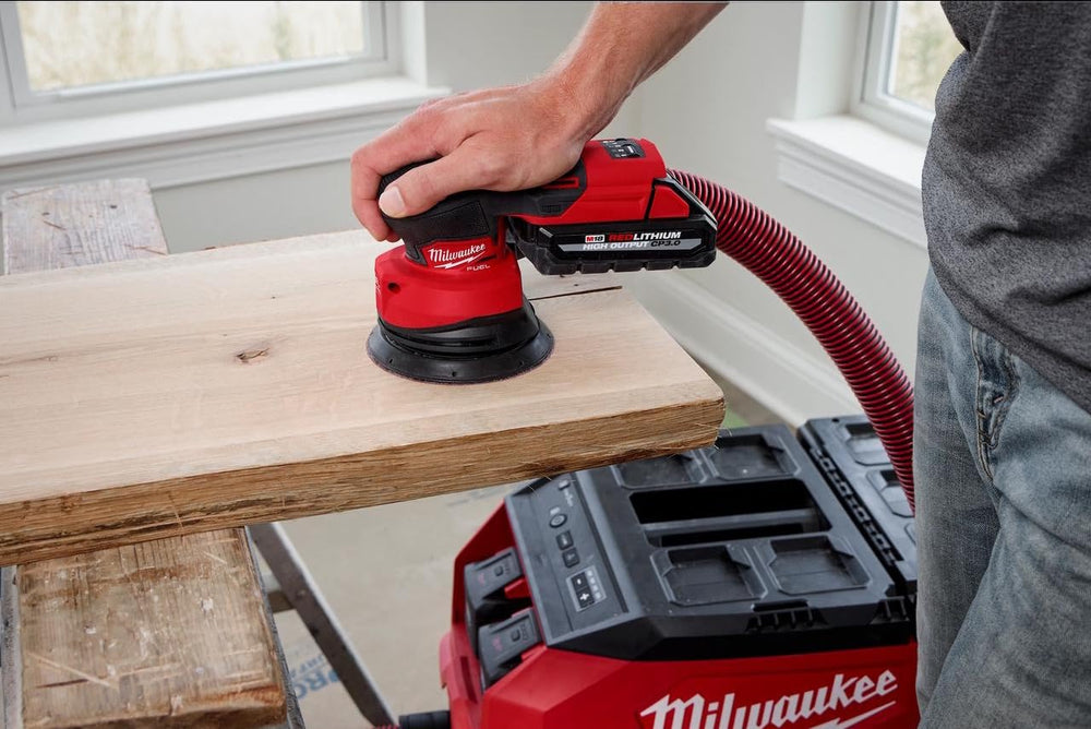 Milwaukee M18 FUEL 5-Inch sander orbital pad close-up for smooth finish