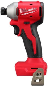 Milwaukee M18TRADE compact brushless 14-hex impact driver in action for tight spaces.