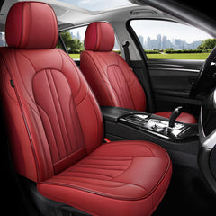 MINGBRON front seat covers close-up stitching shows durable faux leather feel and protection.