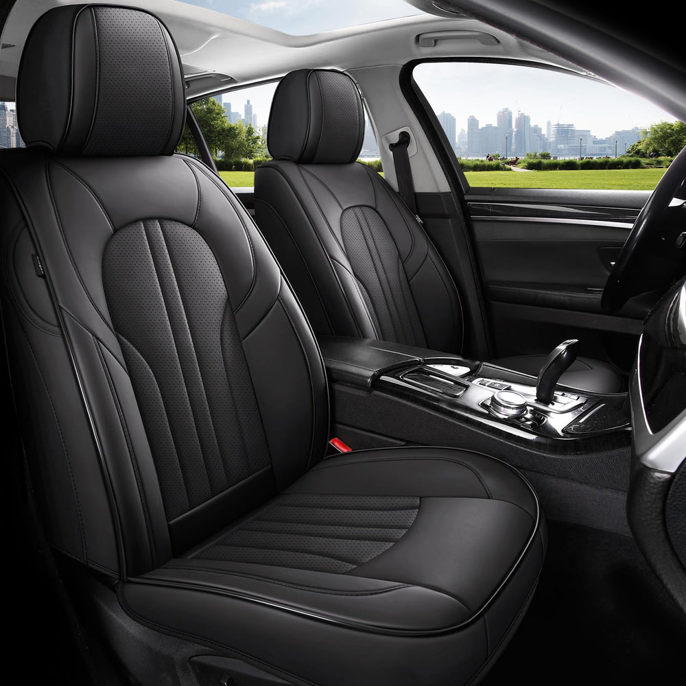 MINGBRON front seat covers installed show universal fit and easy setup