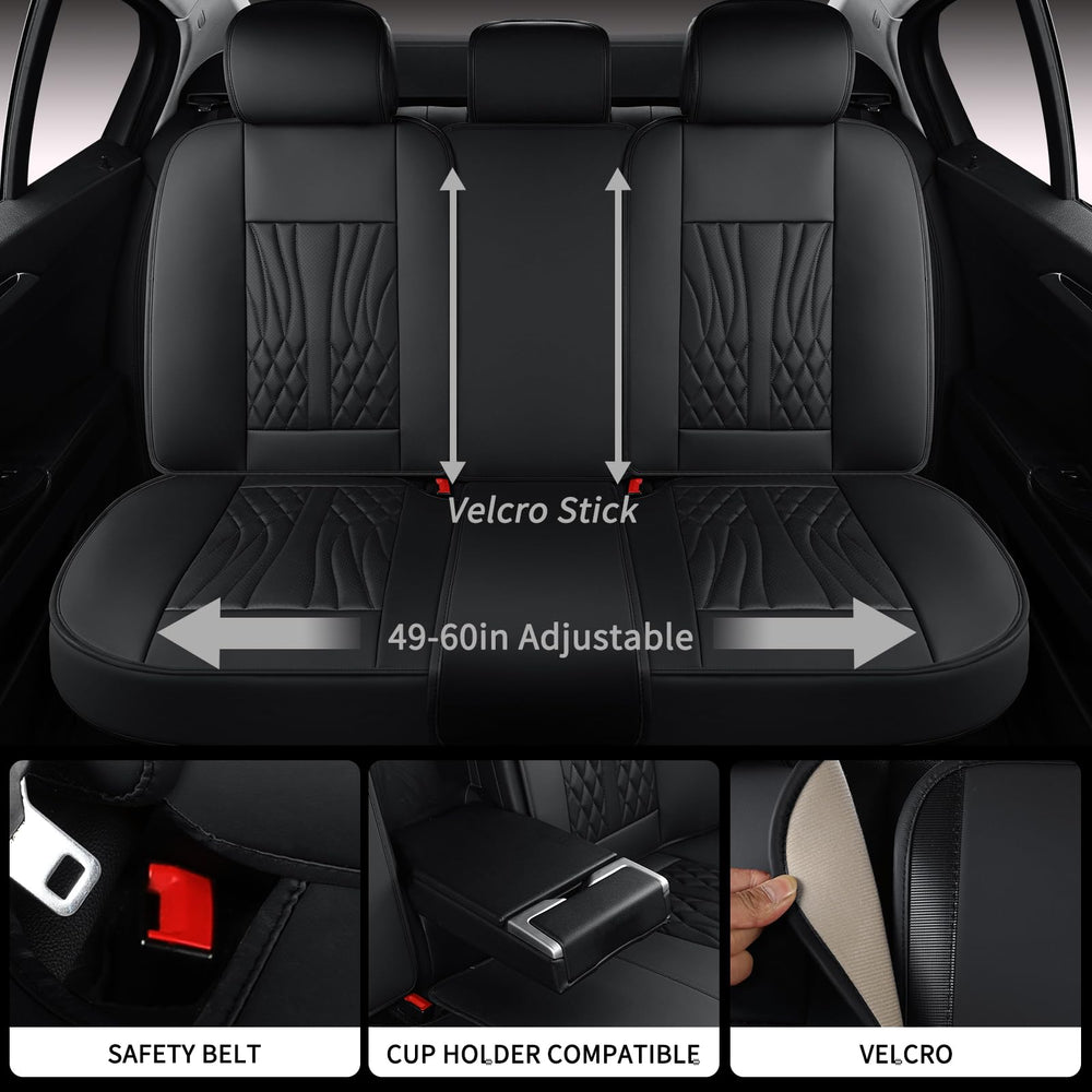 MINGBRON leather seat covers: rear seat middle section with adjustable fit.