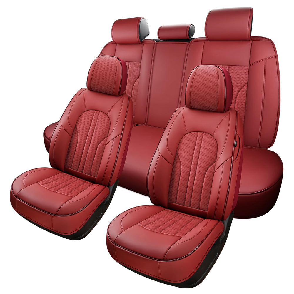 MINGBRON red car seat covers full set demonstrates universal fit and quick installation.