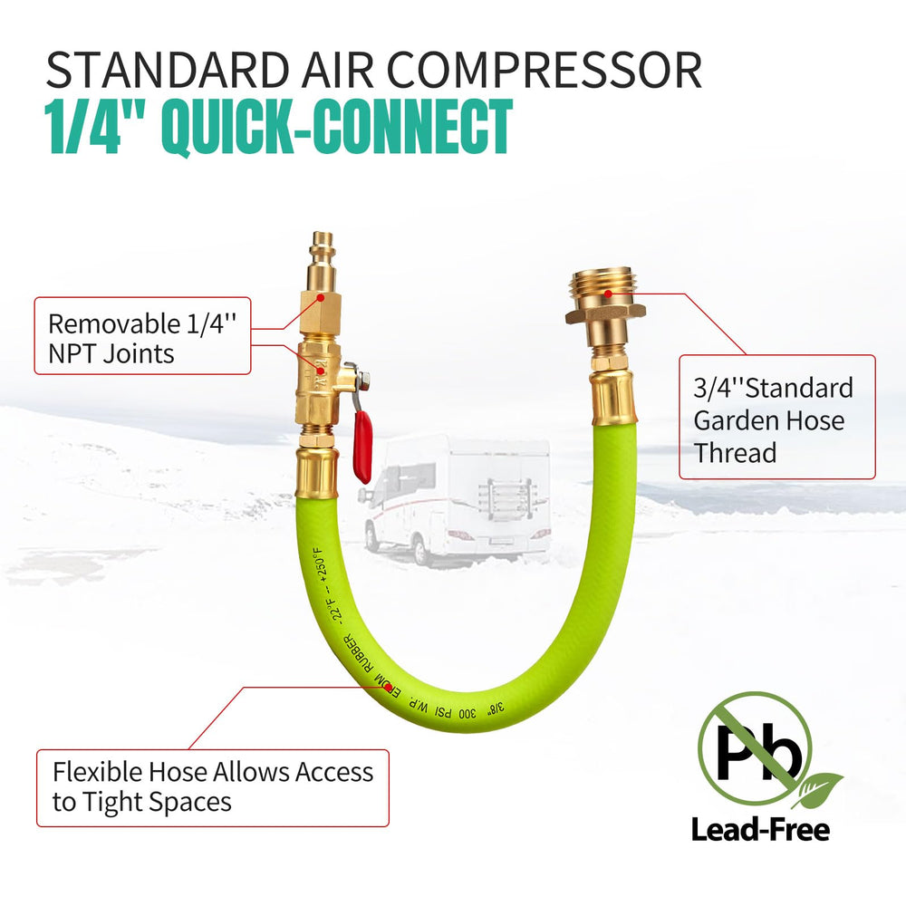 Minimprover flexible hose reaching tight spaces without stressing pipes