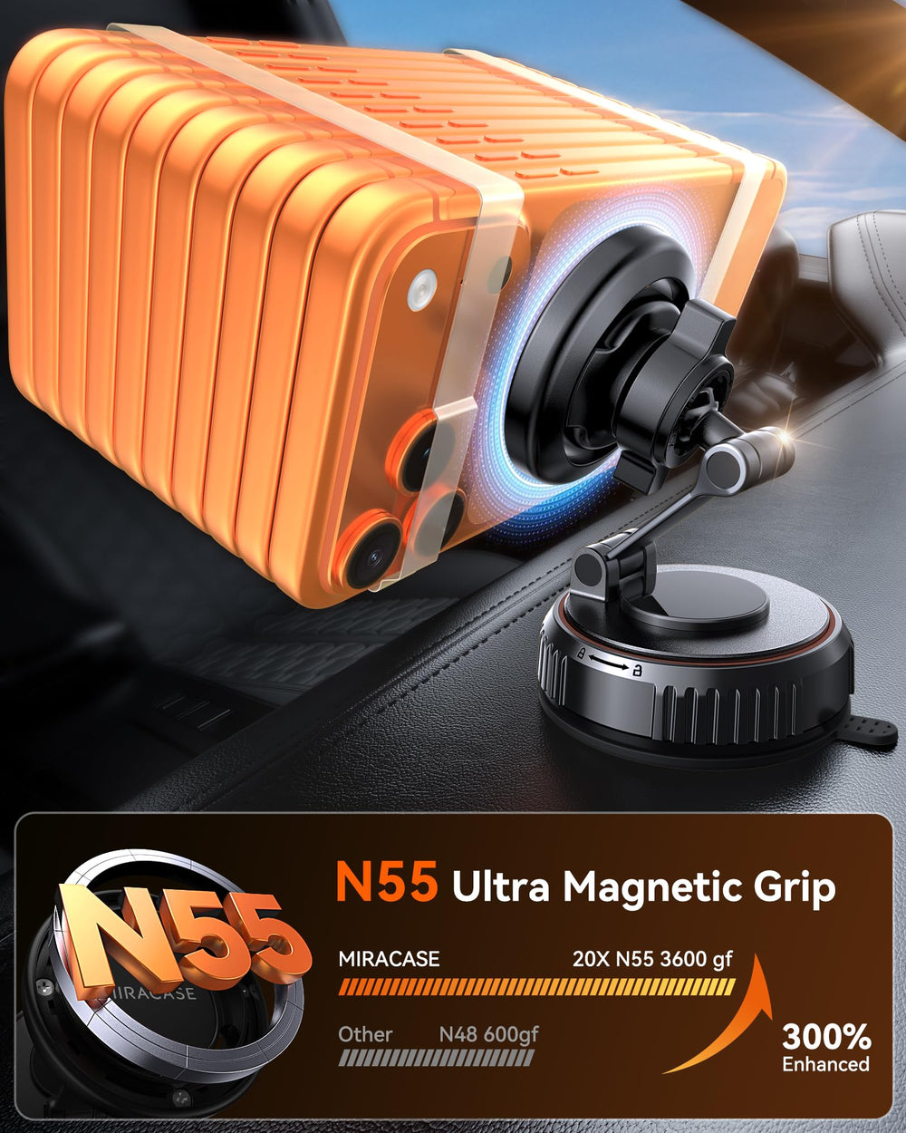 Miracase 210-degree arm provides flexible viewing angles for any driver.