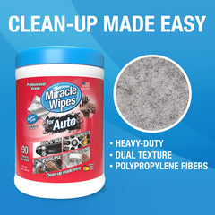 MiracleWipes large 12x6 wipe covers wide surfaces during interior cleanups.