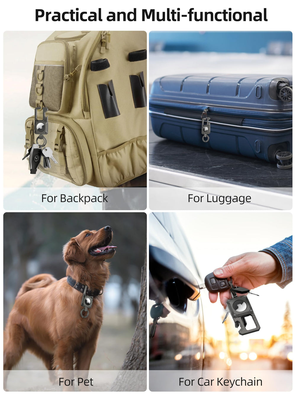 Miroddi carabiner with spring buckle enables secure attachment.
