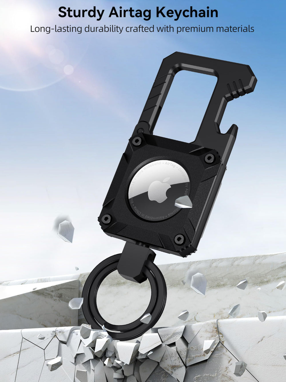 Miroddi IP67 waterproof AirTag keychain for outdoor use