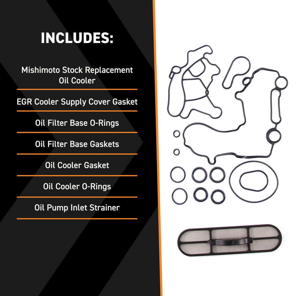 Mishimoto MMOC-F2D-03 oil cooler side installation view with direct-fit design.