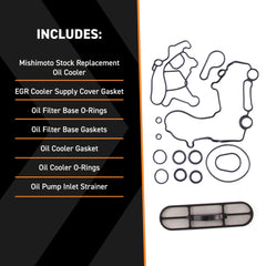 Mishimoto MMOC-F2D-03 oil cooler side installation view with direct-fit design.