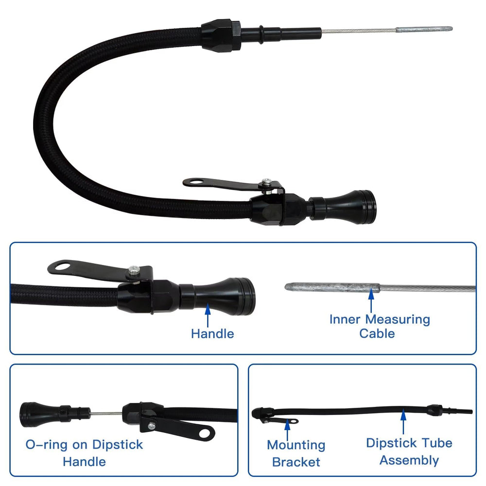 Misimain low and full markers help quick oil level checks.