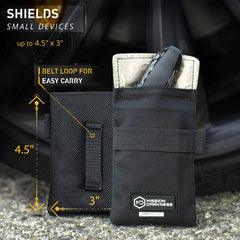 Mission Darkness Faraday Bag ballistic nylon exterior emphasizes durability and shielding strength