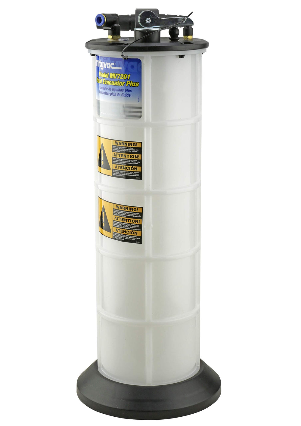 Mityvac 7201 chemical-resistant polyethylene construction for automotive fluids.