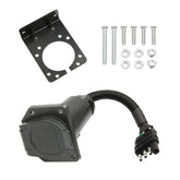 MITZONE 4-Way to 7-Way adapter front view showing quick plug-and-play towing setup