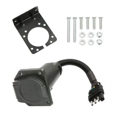 MITZONE 4-Way to 7-Way adapter front view showing quick plug-and-play towing setup
