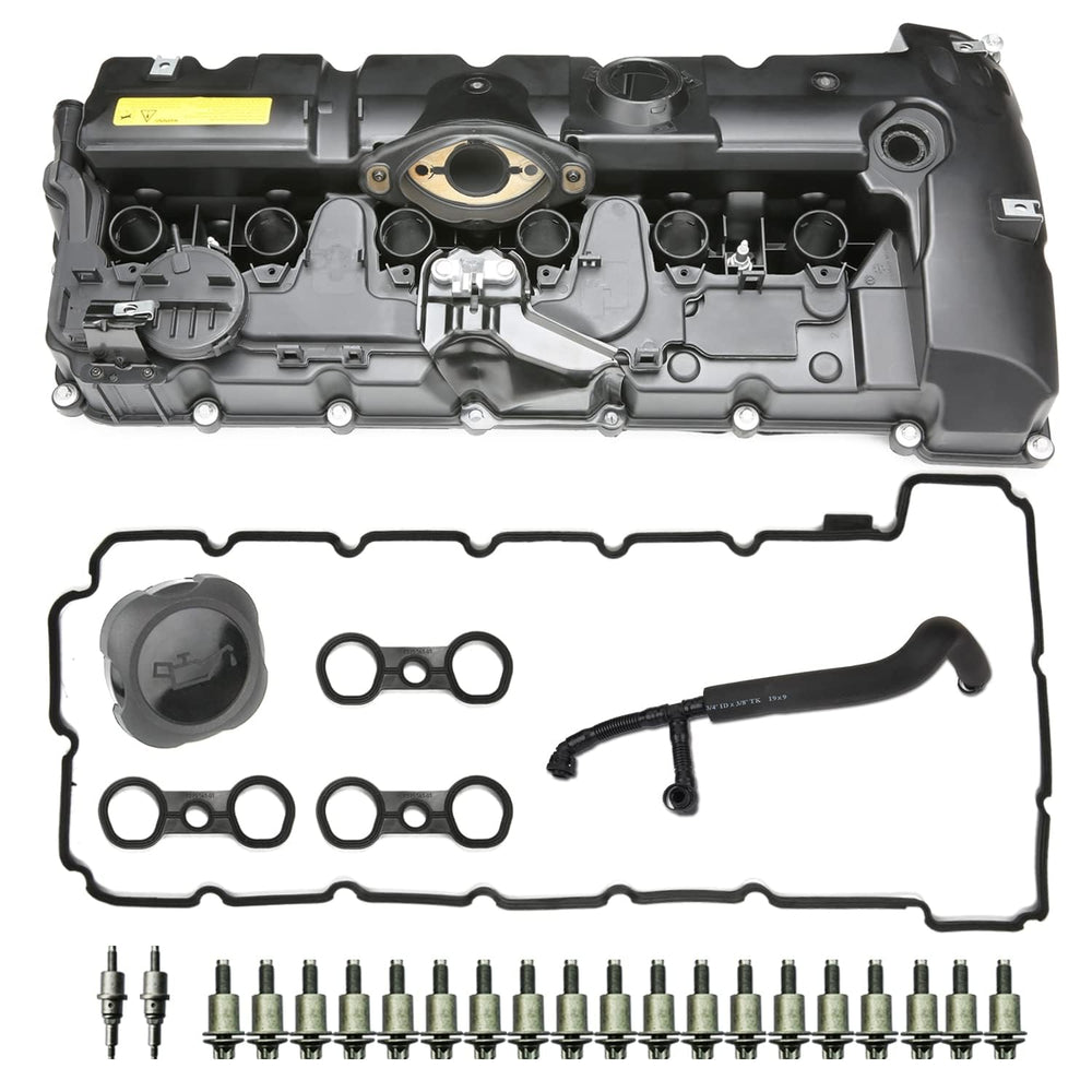 MITZONE N52 valve cover kit with oil cap and PCV hose for leak-free BMW maintenance