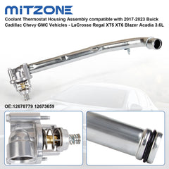 MITZONE thermostat housing close-up highlights durable materials built to withstand engine cooling demands