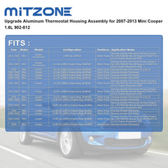 MITZONE thermostat housing installed on a Mini Cooper engine for direct fit