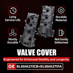 Close-up of installation-ready valve covers with included bolts