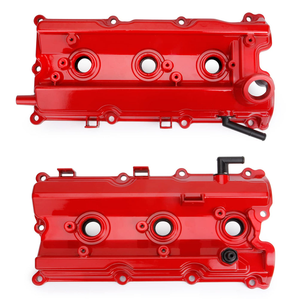 MITZONE red-finish valve cover on VQ35DE engine for durable appearance
