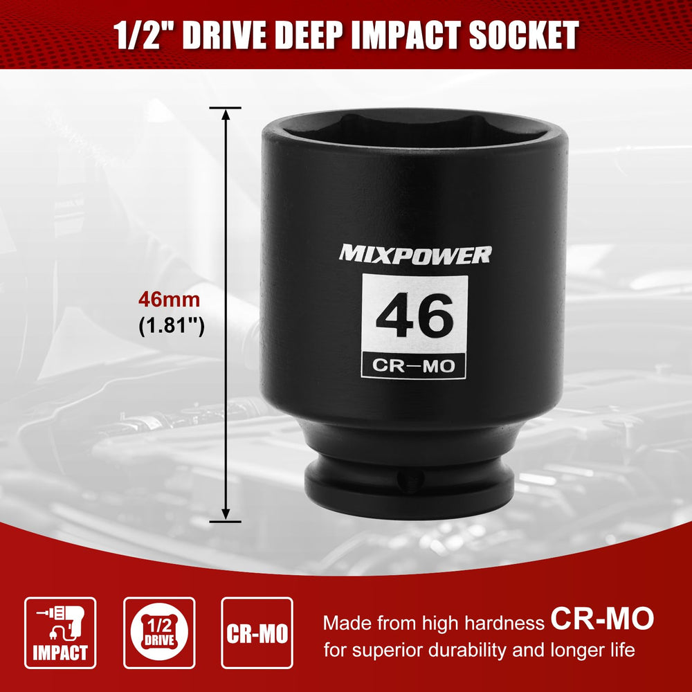 MixPOWER axle nut socket 46mm 6-point for secure wheel and axle fastener work.
