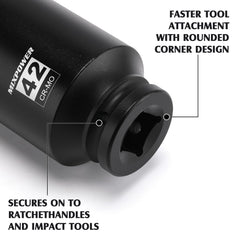 Mixpower laser-marked size socket 42mm for quick identification.