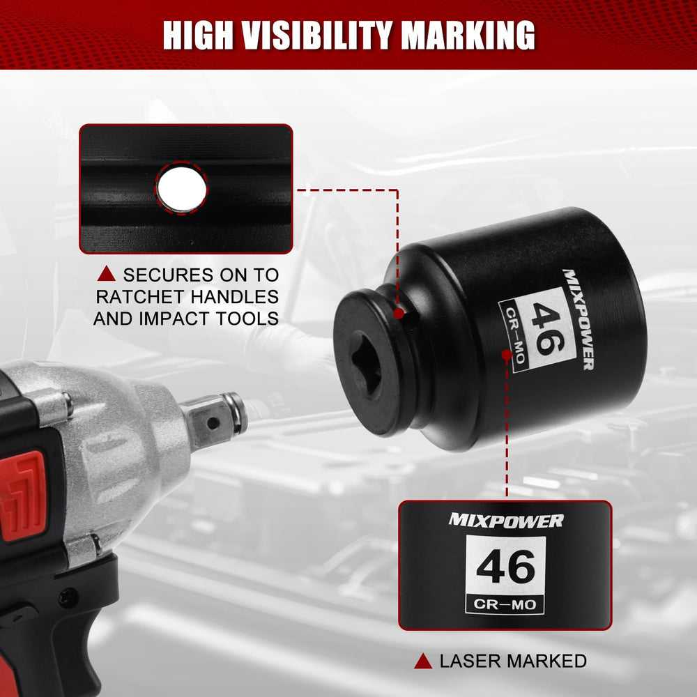 MixPOWER laser-marked 46mm size aids fast selection in low light.