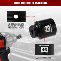 MixPOWER laser-marked 46mm size aids fast selection in low light.