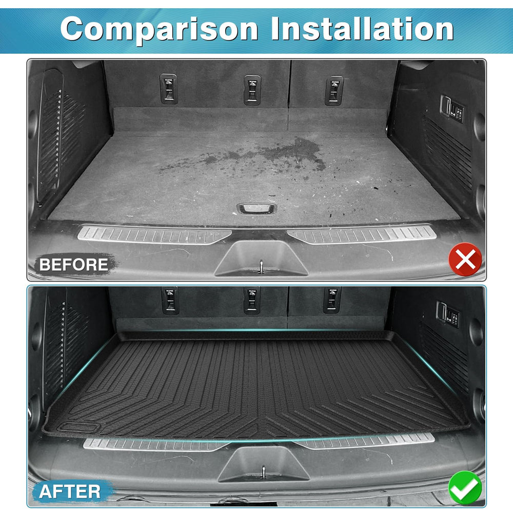 Mixsuper cargo liner behind third row with channel drainage.