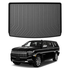 Mixsuper cargo liner for Suburban rear view with raised lip protects carpet.