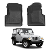 Mixsuper custom-fit front floor mats for Wrangler TJ/LJ protect against dirt and water.