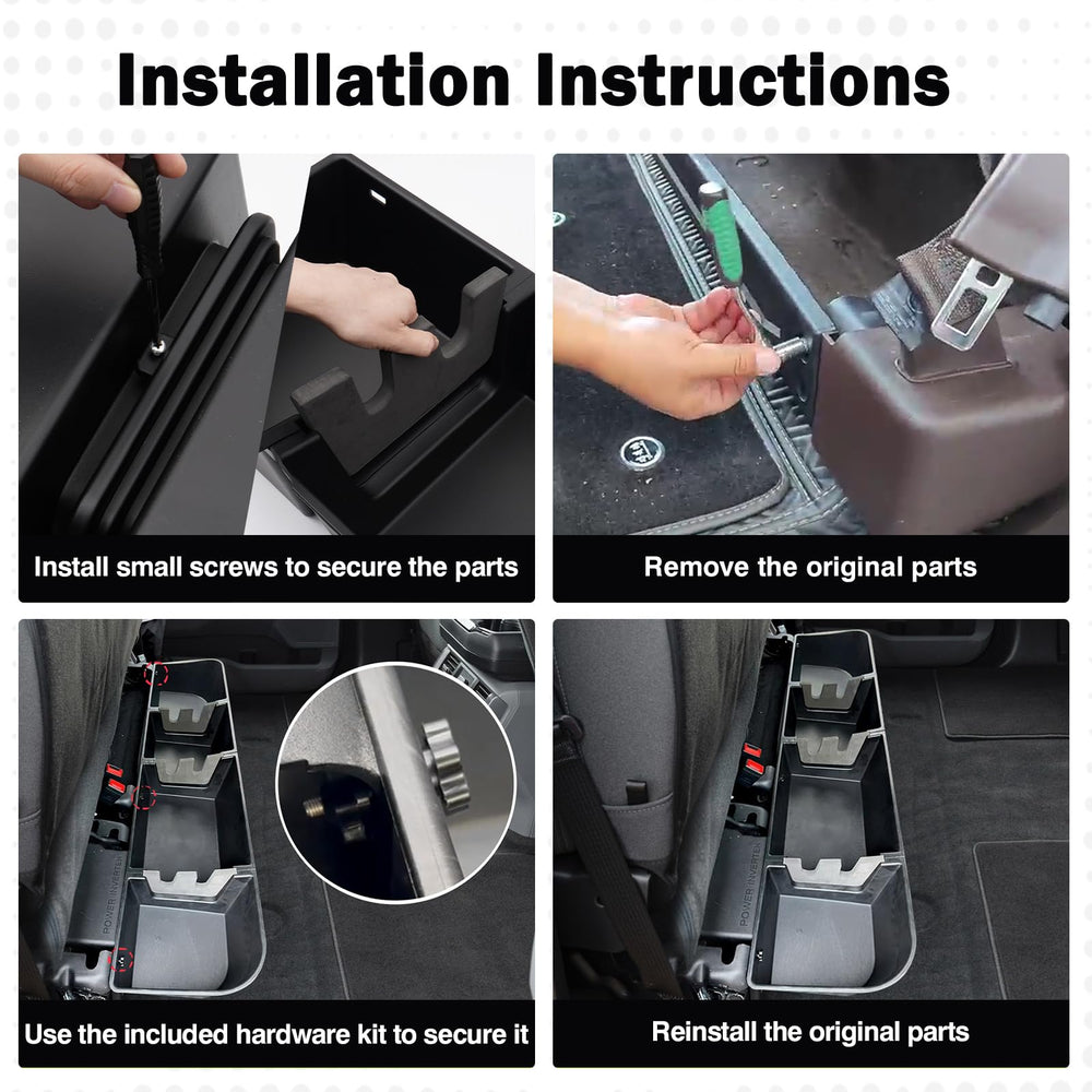 Easy-install, secure under-seat organizer for clutter-free cab.