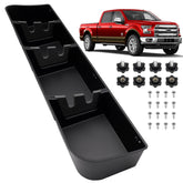 Mixsuper Liner under-seat storage box installed under a Ford F-150 seat keeps tools within reach.