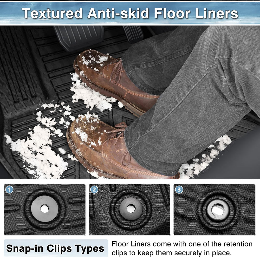 Mixsuper raised-edge mats prevent spills from reaching the Wrangler's carpet.