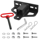 MJHHAPY zero-turn hitch with a 2-inch receiver for rugged towing on large lawns.