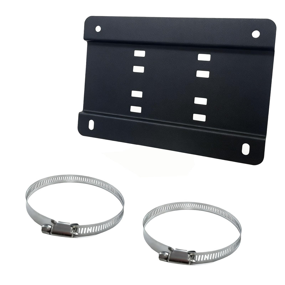 MJNAUY 3-inch grille bracket front view for secure license plate mounting on rugged trucks.